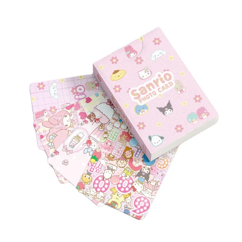 50Pcs/Box Sanrio Cards Kawaii Hello Kitty Kuromi Melody Cinnamoroll Pochacco Card Collection For Kids Girls Birthday Gifts Toys