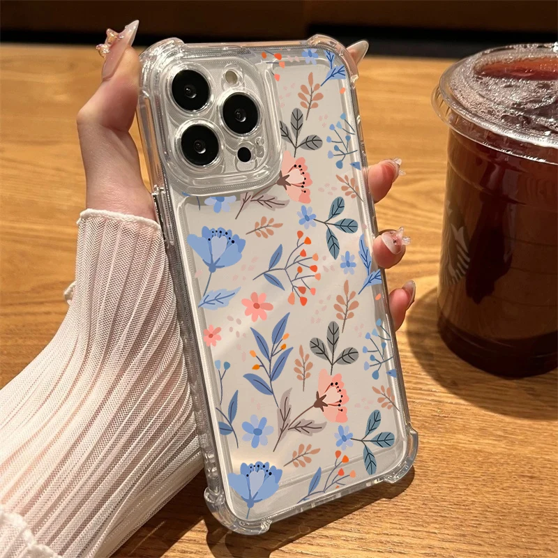 Clear Flower Leaves Shockproof Phone Case