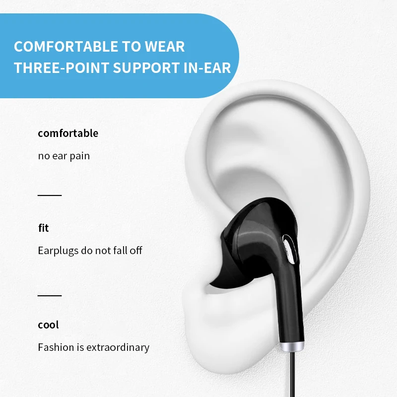 Wired Earphone 3.5mm Stereo In-Ear Control Sport Headset With Mic Headphones High Definition For Smartphone Computer Headphone