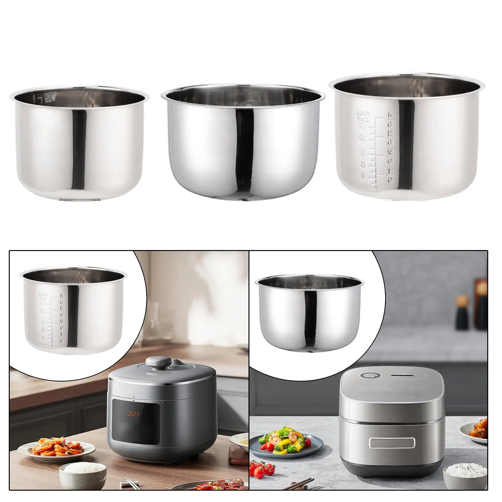 Rice Cooker Inner Pot Stainless Steel Cookware Multiuse Round Practical Kithcen Tool Stainless Steel Inner Pot for Restaurant
