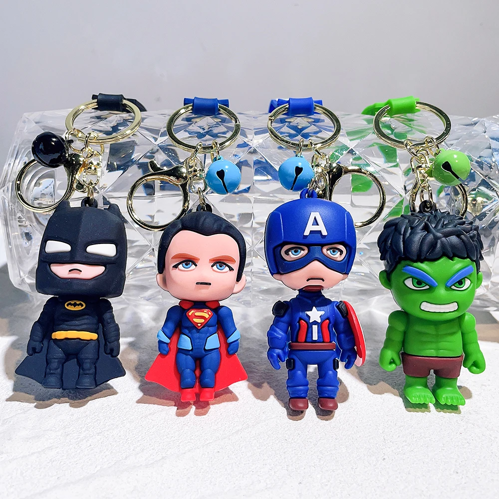 

New Style keychain pendant figurine superhero schoolbag small pendant Avengers Spiderman keychain