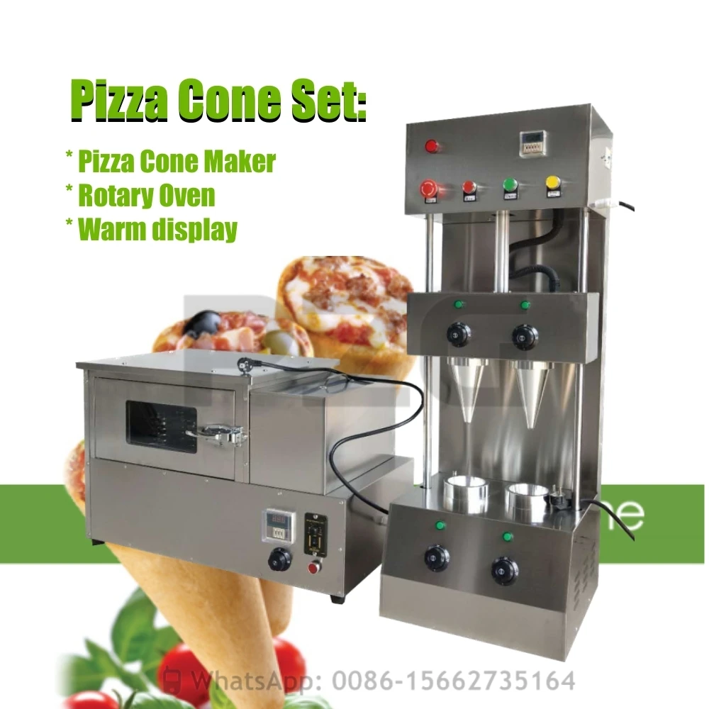 Cheap Stainless Steel 2 Moulds Conical Cone Pizza Making Machine Whole Set Pizza Maker Oven Warming Display