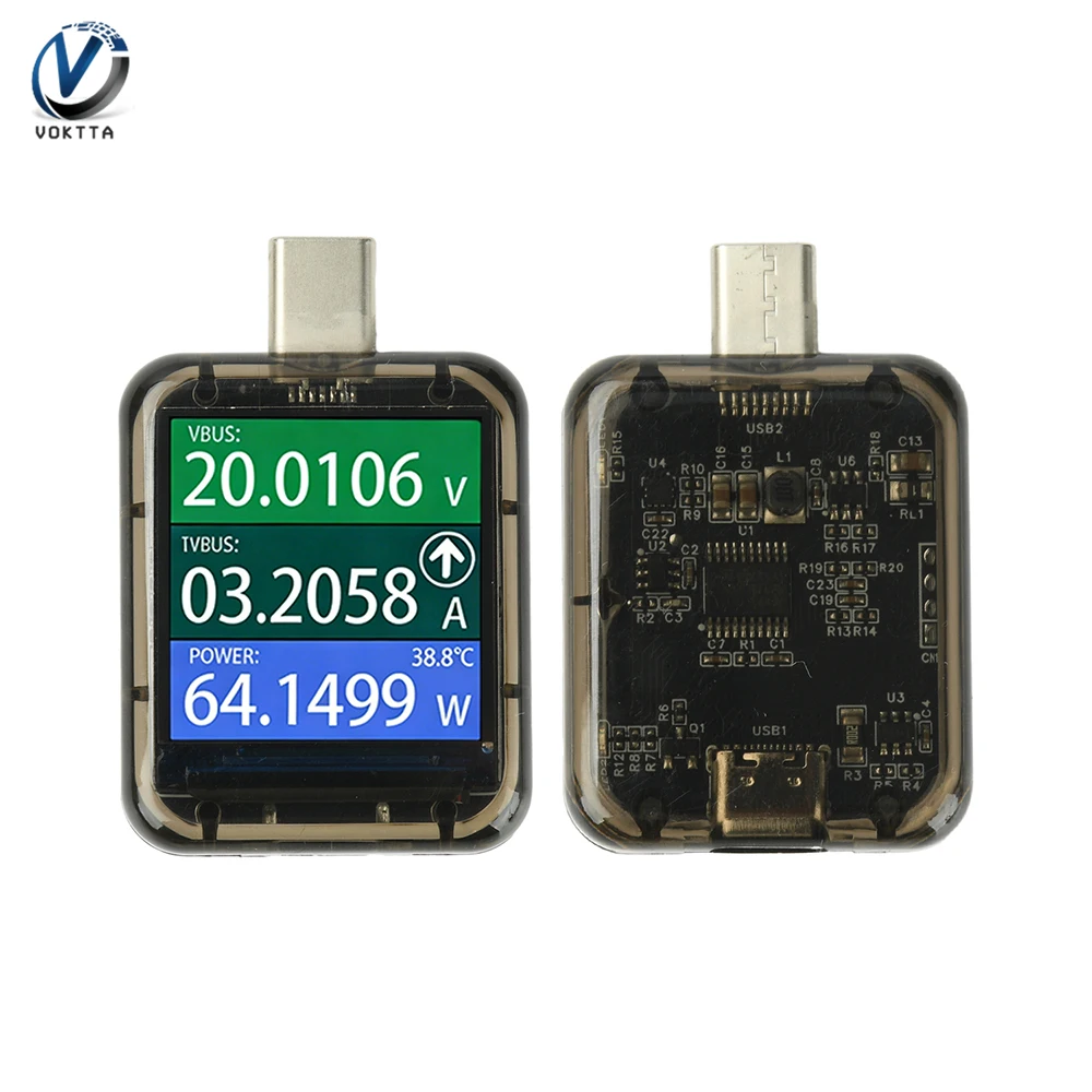 DC 4.5-48V Type-C 테스터 다기능 DC 전압 전류 전력계 디지털 전압계..