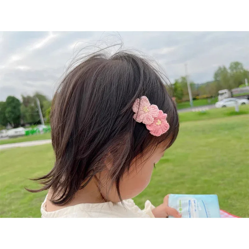 1 Pcs New Handmade Embroidery Knitting Wool Hairpin BB Barrettes for Women Kids Snap Hairgrips Baby Hair Accessories 5