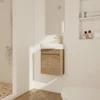 16'' Bathroom Vanity with Sink Combo Wall Mounted Small Bathroom Vanity with Floating Cabinet Chrome Faucet Bathroom Basin 1