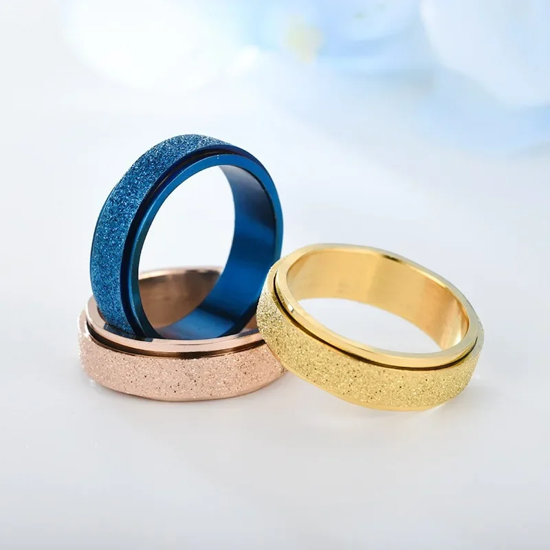 2025 Fashion Style Glatt drehbare Edelstahlringe für Männer und Frauen, 6 mm, druckbeständig, Geschenkschmuck_voghion.com