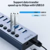 ORICO 7/10/13 Port USB Hub 3.0 Multi USB Splitter Power Adapter Multiple Expander 3.0 Hub With Switch For Laptop Accessoriess 3