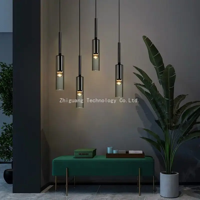 북유럽 미니멀리스트 LED 유리 샹들리에 천장 펜던트 램프 침실 침대 옆 바 카운터 홈 데코 조명기구