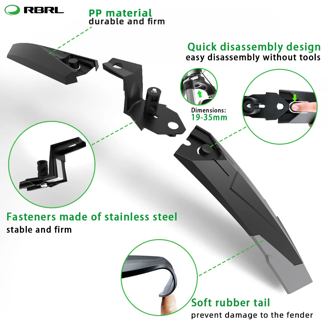 RBRL Mtb Mudguard Mud Flaps for Bicycle 27.5 Adjustable Mudguard for Mountain Bike Widen Lengthen Quick Release Bike Accessories bicycle fender