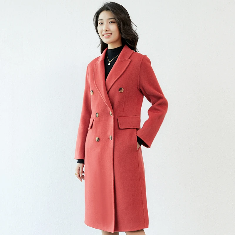 Autumn And Winter Classic New High-End Double-Sided Cashmere Coat Women's Long Slim Temperament Pure Wool Coat Women