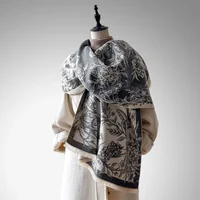 Retro Butterfly Patterned Faux Cashmere Scarf Elegant Warmth Air Conditioned Shoulder Wrap for Autumn Winter Fashion Accessory