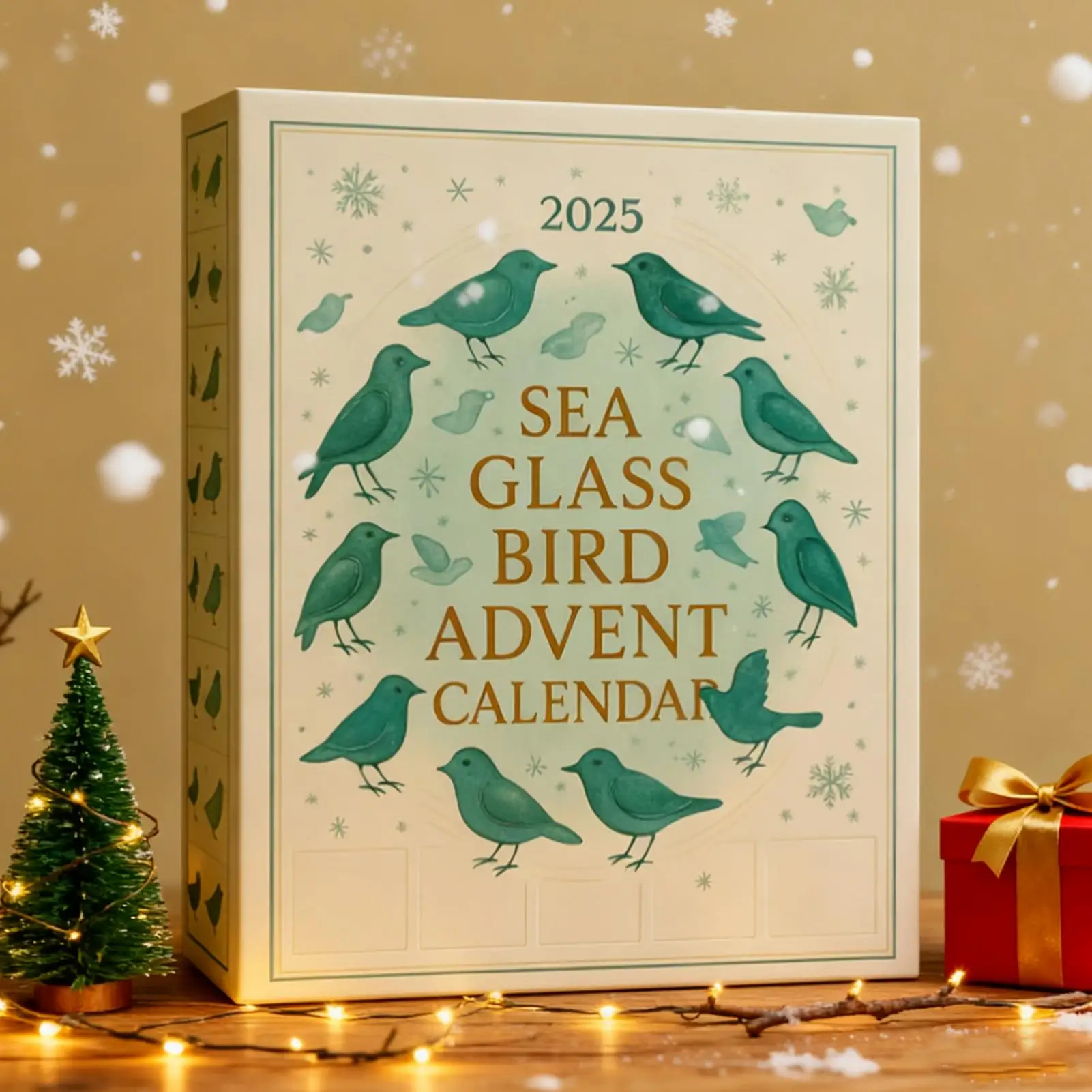 Sea Glass Bird Christmas Advent 2025 2D Acrylic Seasonal Decor 24 Days Bird-Themed Decorations Christmas Countdown For Home Tree