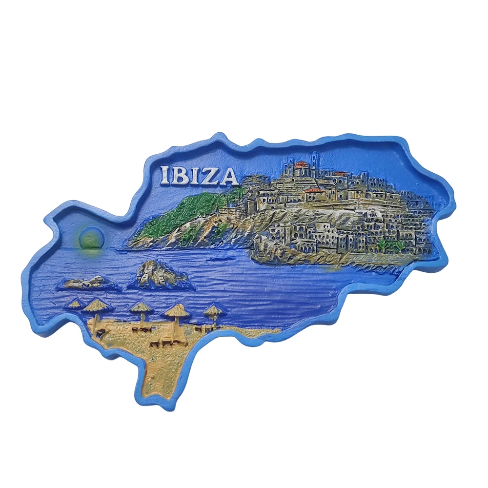 Ibiza Spain 3D Map Fridge Magnet Souvenir Gift Resin Handmade Ibiza Refrigerator Magnet Home Decoration Collection