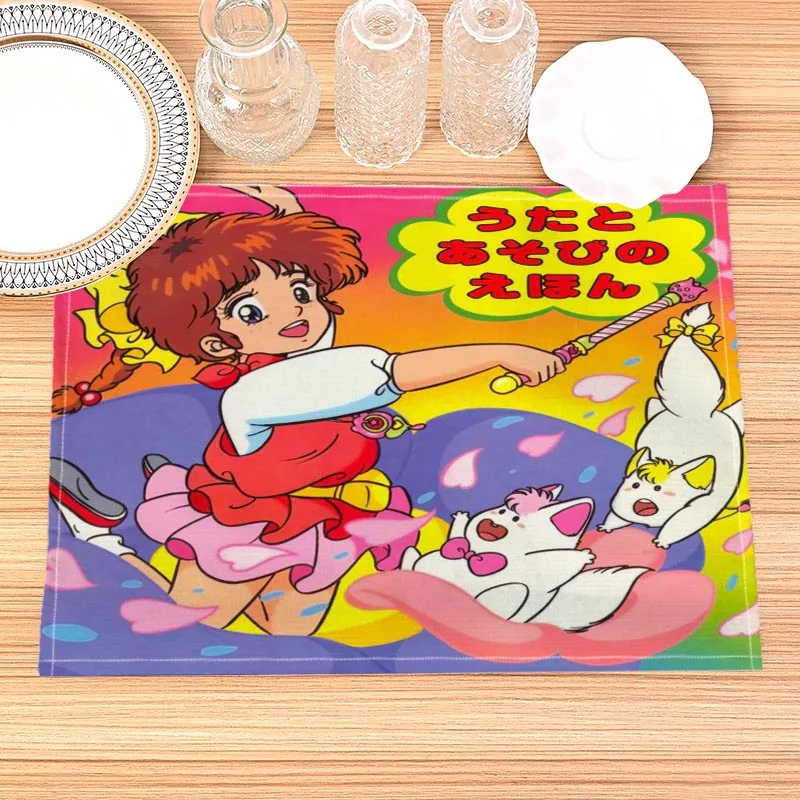 Maho no idol Pastel Yumi Print Linen Dining Table Mats Kitchen