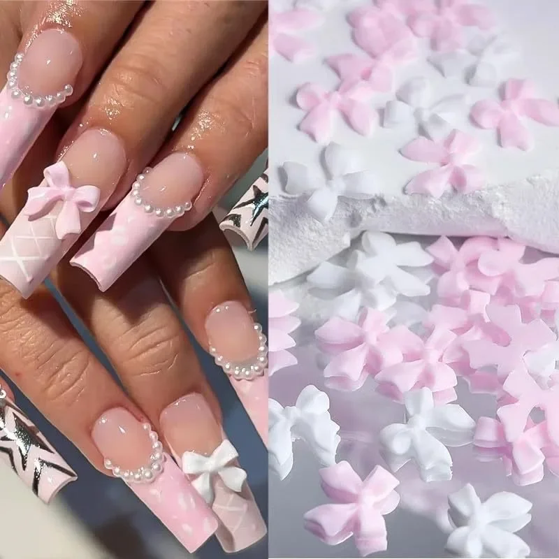 Mixed Acrylic Bowknot 3D Nail Art Decorations Flower Resin Charms Gold Beads Caviar Pearl Mixed Rhinestones Accessories Boxed 3