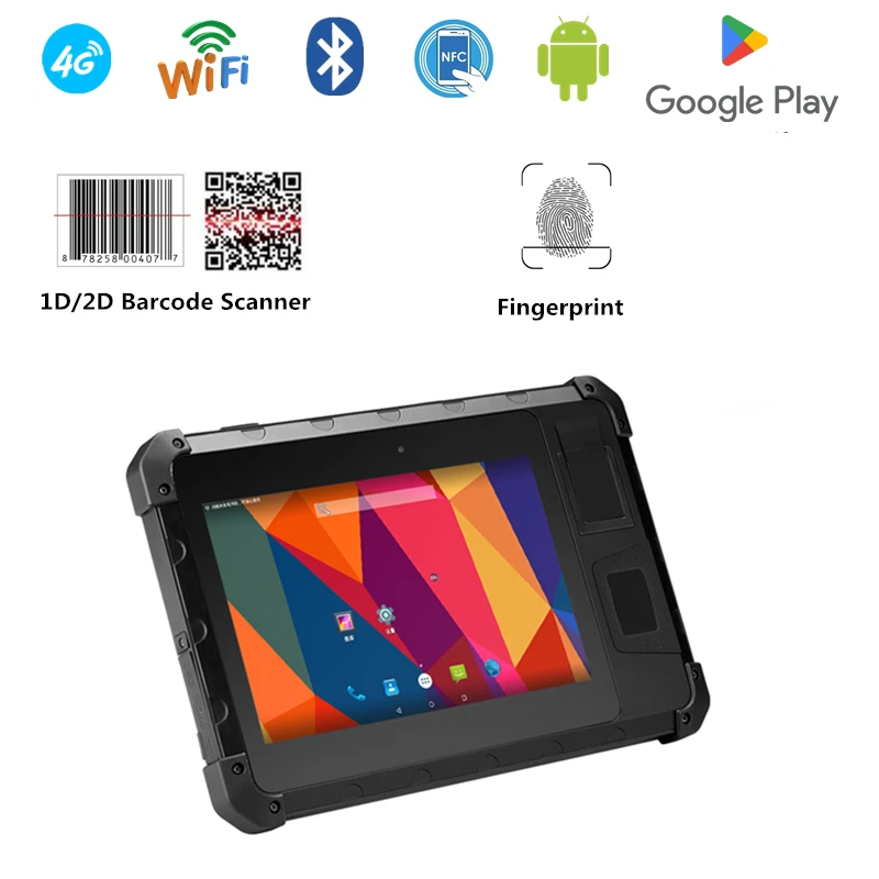 Rugged Android Tablet 8 Inch SIM Card Slot Wifi NFC RFID Blutooth 2D Barcode Scanner IP65 Industrial Rugged Tablet