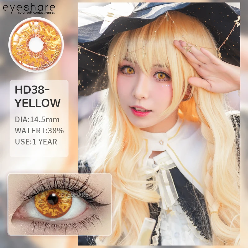 EYESHARE 1 Paar Halloween-Kontaktlinsen, farbige Kontaktlinsen für Augen, jährliche Anime-Linse, Cosplay, weiße Linsen, schwarze große Linsen – Detail 22