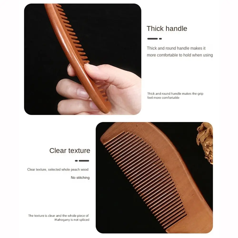 Wood Wooden Scalp Combs Narrow Tooth Anti-Static Head Acupuncture Point Massage Comb Carve Designs Traditional