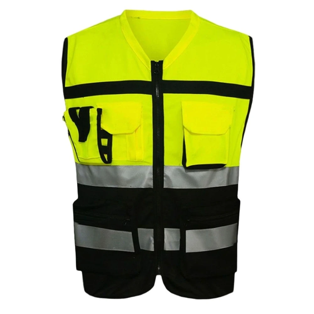 Cycling Clothing Reflective Vest Jacket with Zip Front Pockets