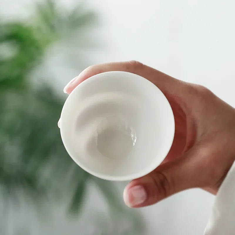 Whiteware Tea Cup Handmade Thin Tire Teacup Fragrance-Smelling Cup Master Ceramic Kung Fu Tea Small Bowl Teacups