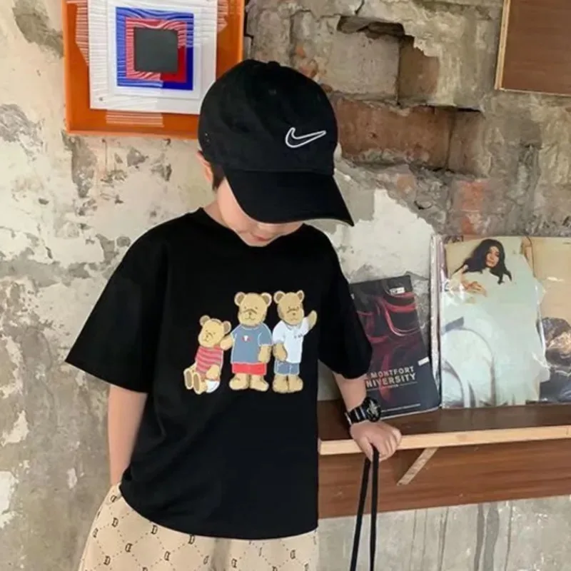 Boys' Summer Short Sleeve T-shirt New Small and Medium Children's Round Neck Top Children's Casual Versatile Half Sleeve Fashion