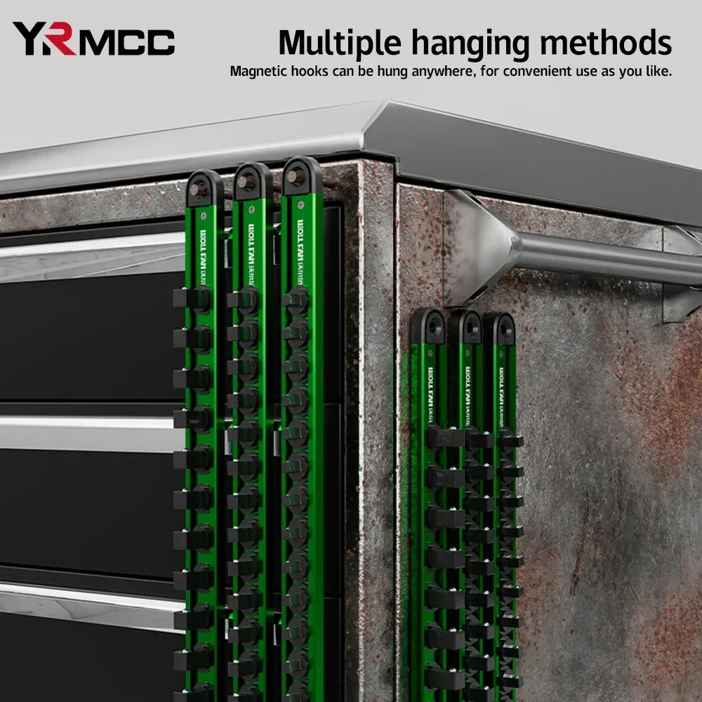 1ชิ้น360 °   หมุนแม่เหล็ก SOCKET Organizer 1/4 3/8 1/2 นิ้วซ็อกเก็ตคลิปผู้ถือราง Heavy Duty SOCKET Rack ถาดอุปกรณ์เสริม 1