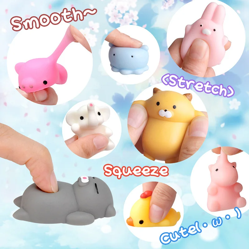 10/50PCS Mini Squishy Toys Mochi Squishies Kawaii Animal Pattern