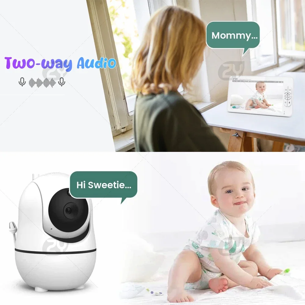 Baby Monitor with 2 Cameras 7" Large Display Audio and Video Surveillance 2-Way Talk 4000mAh Battery Infrared Night Vision VOX S24ec45b831e14eaba7966038352dd300p
