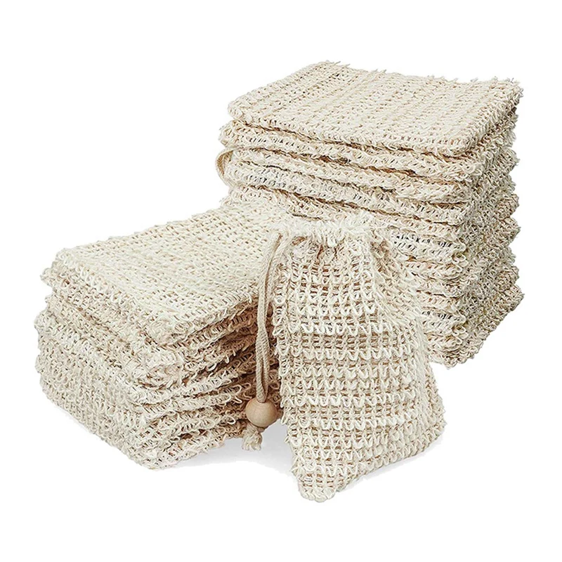 

60 Pack Soap Exfoliating Bag,Soap Saver Made Sisal Mesh Soap Bag Bar Soap Bag With Drawstring For Bath & Shower Use