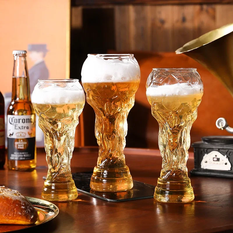 Beer Glass Coffee Mugs trophy shape Comfort with Distinctive Texture Beer Mug Suitable for Family Gatherings