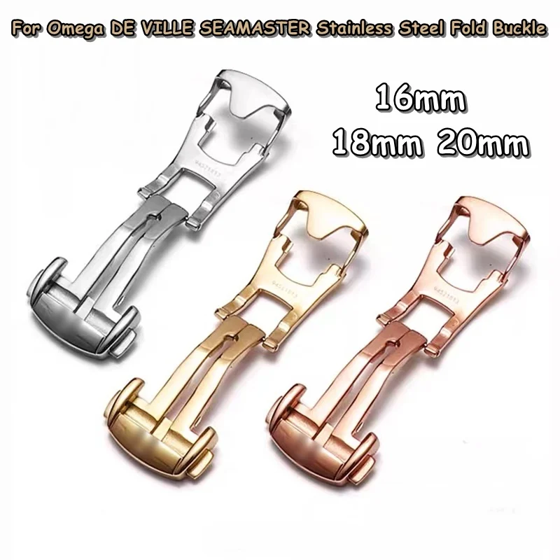 

Stainless Steel Fold Buckle for Omega SEAMASTER Leather Watch Strap Folding Clasp 16mm 18mm 20mm Silver Gold Rose Gold with Logo