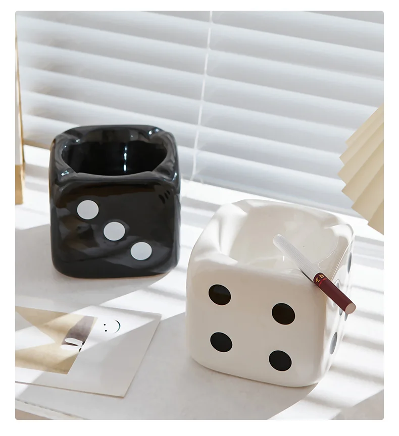 Description Picture 4 of itemProcelain Dice Ashtray Modern Home Living Room Decoration Office Desk Accessories Decoration Mini Dice Ashtray Ash Storage Box