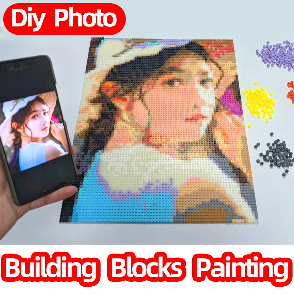 Photo Custom DIY Pixel Art Mosaic Building Blocks Painting Private Design Portrait Scenery Wall Decoration Girl Friend Gift Toys