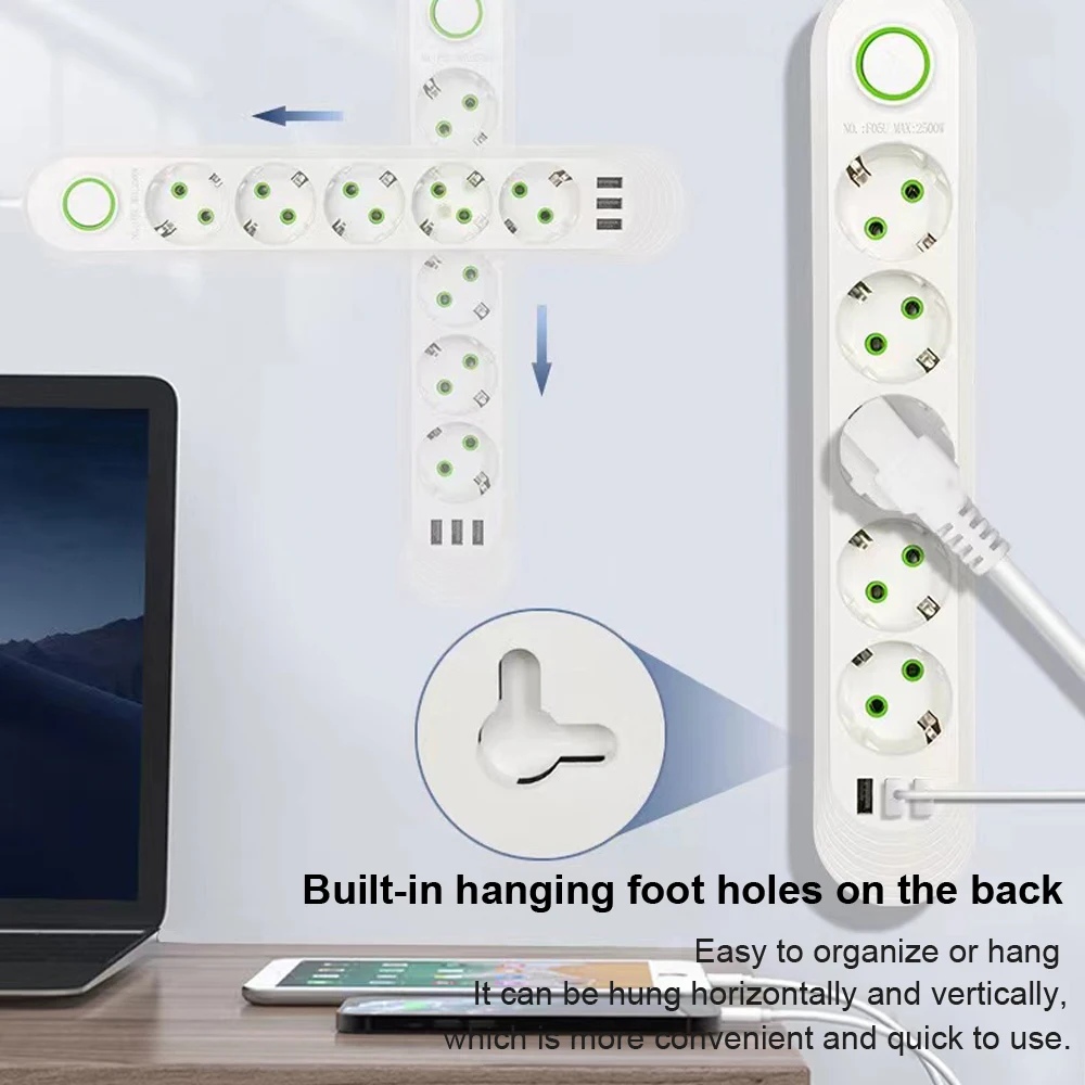 EU Plug Smart Home Power Strip with USB Fast Charging Ports