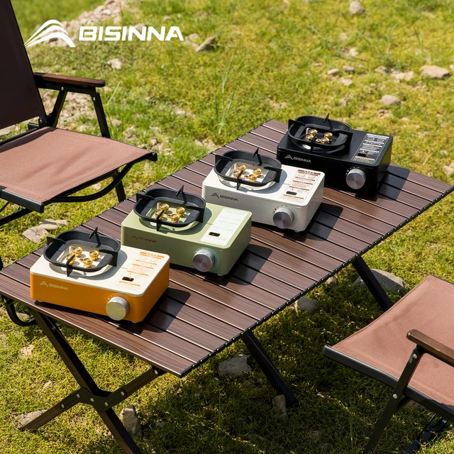 BISINNA Fornello a gas da campeggio Bruciatore a cassetta portatile da esterno ad alta potenza da 5800 W per picnic, escursionismo, trekking 6
