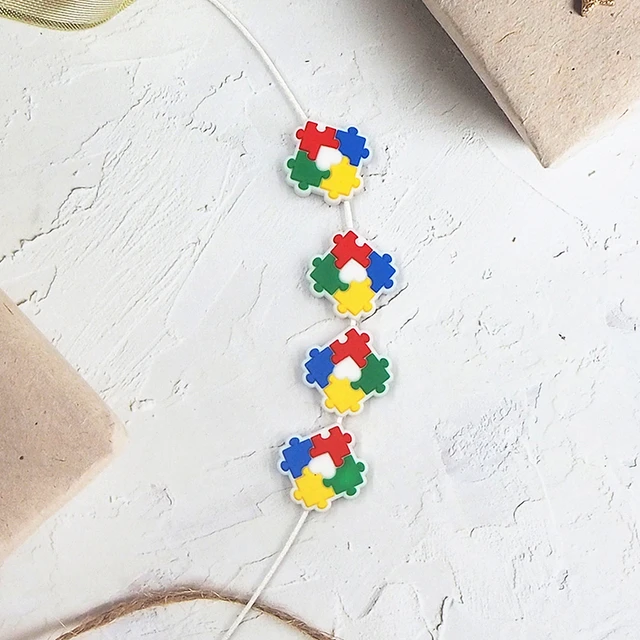 Chenkai 50PCS Autism Charms Beads Silicone Focal Beads For Beadable Pen  Character Beads For Pen Making DIY Dummy Pacifier