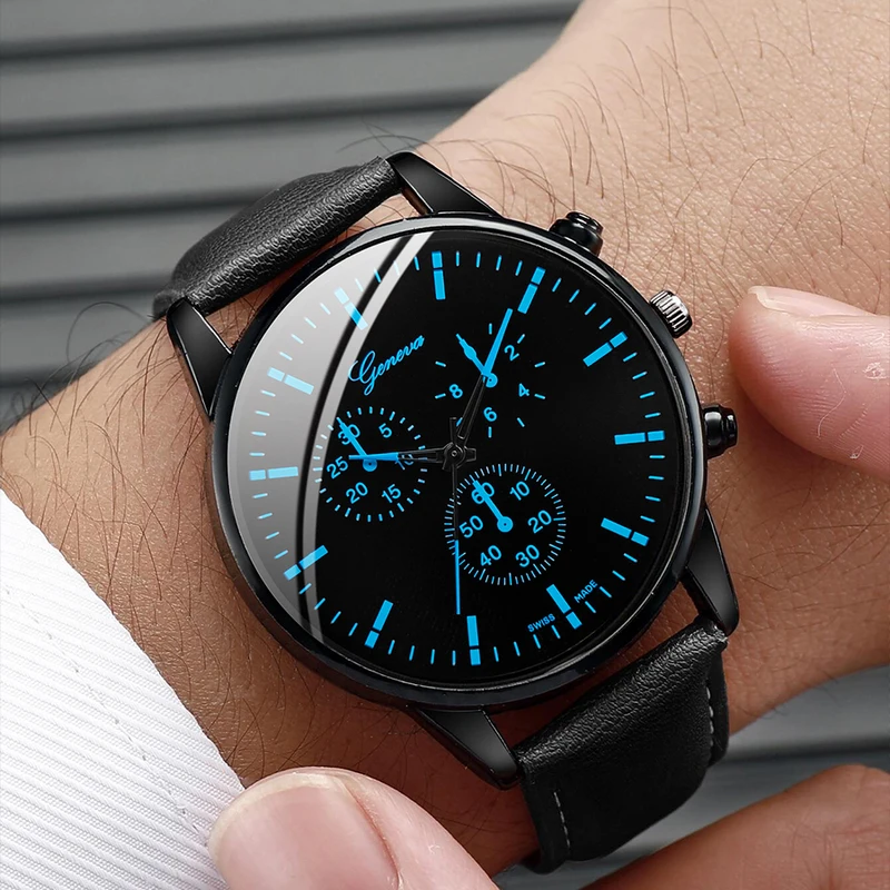3PCS Set Men Business Watches Leather