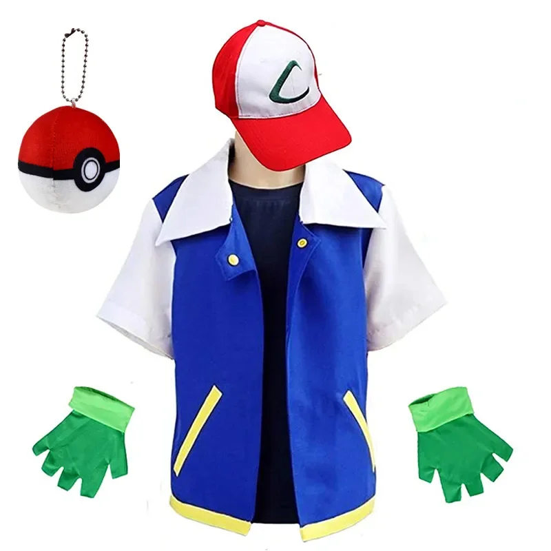 Halloween Cosplay Costume Ash Ketchum Clothes for Boys Girls Party