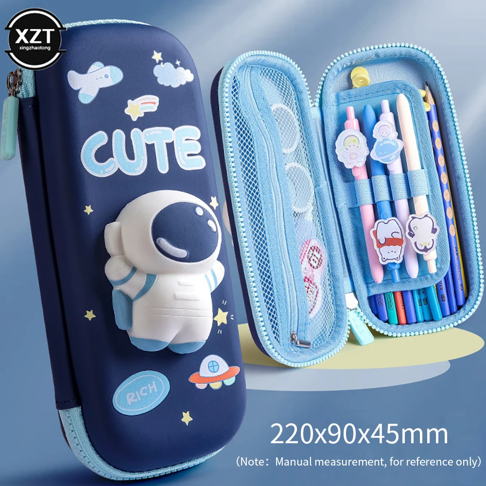 Cute pencil 3D decompression pen case Cartoon pencil case box School stationery box Student pen bag kids school supplies prizes