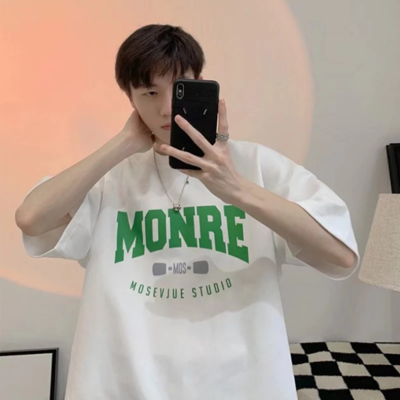 Nuovo Arrivo Plus Size T-Shirt Da Uomo Vestibilità Ampia Manica Corta Tee Streetwear Top Oversize Stile Hong Kong Per Fat Guy Summer 5Xl