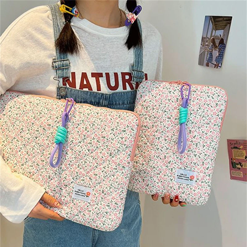 Bonito Flor Laptop Sleeve Computador Bolsa de Transporte 11 13 14 15.3 15.6 Portable Table Cover Bolsas para Mac Book hp Asus