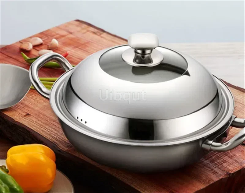 Visible Cooking Wok Pan Lid Stainless Steel Universal Pan Cover Visible Replaced Lid for Frying Wok Pot Quality Dome Cover