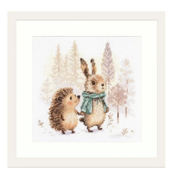Rabbits Hedgehogs in Forest 25-25 cross Stitch Kit for Needlework Embroidery DIY Self Handmade Cross Stitch Set aida home fun