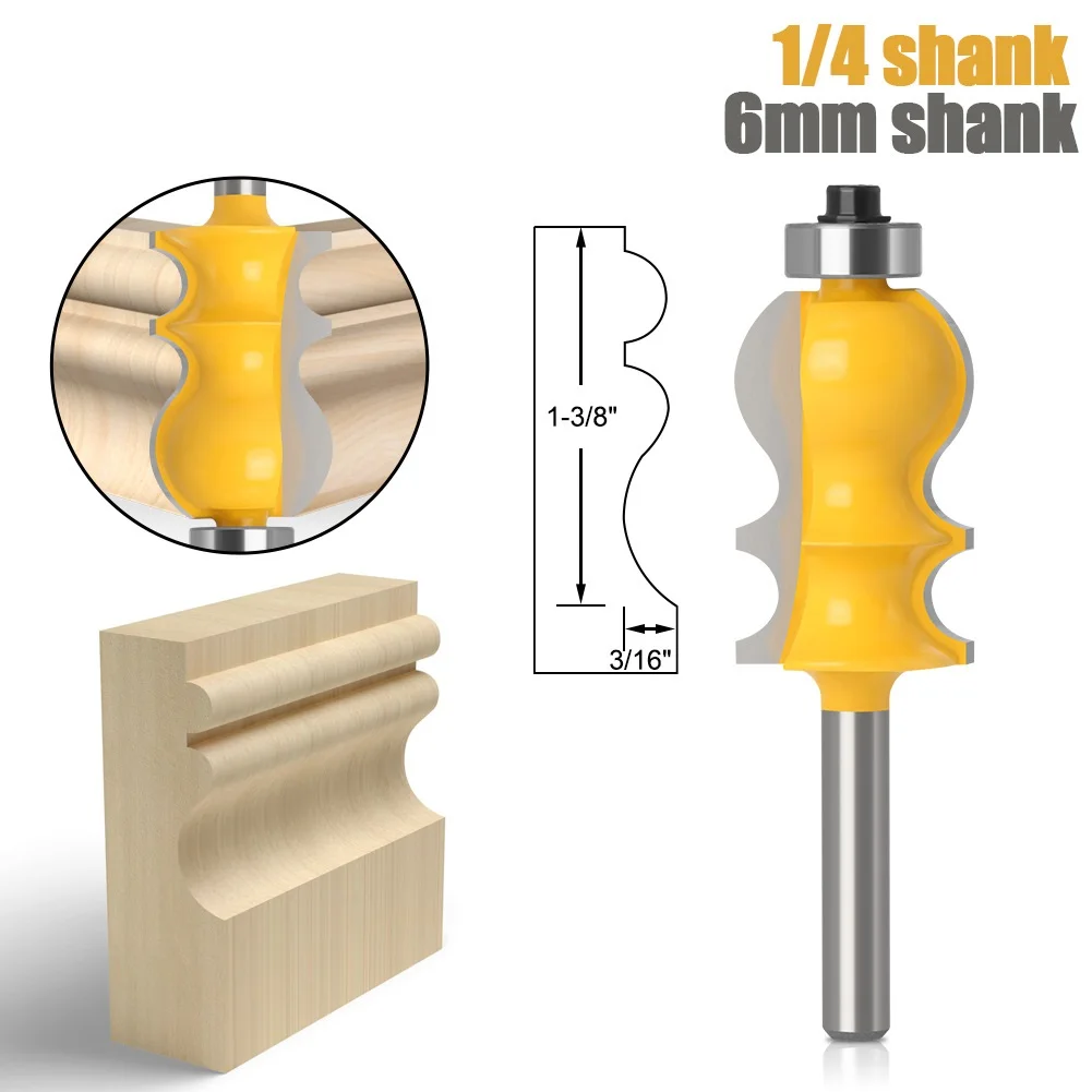 

1PC 6mm 12.7MM 1/4 Shank Casing & Base Molding Router Bit Line knife Woodworking cutter Tenon Cutter for Woodworking Tools
