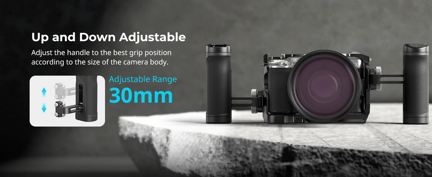 Mini Side Handle for 1/4"-20 Threaded Holes Lightweight Portable Camera Cage Gri