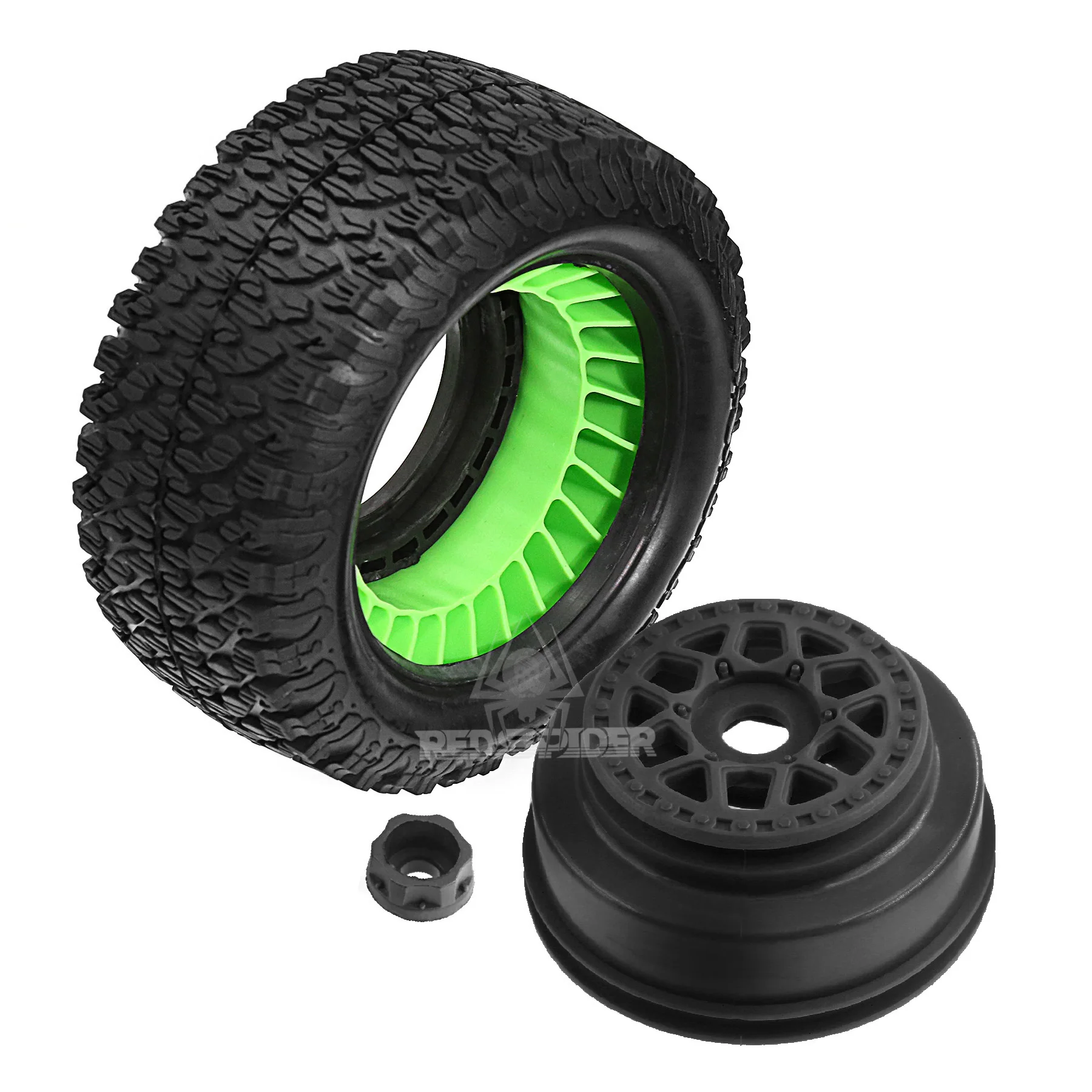 Lot de 4 chenilles RC étanches 125x45mm, disposées pour mise en valeur sur fond neutre