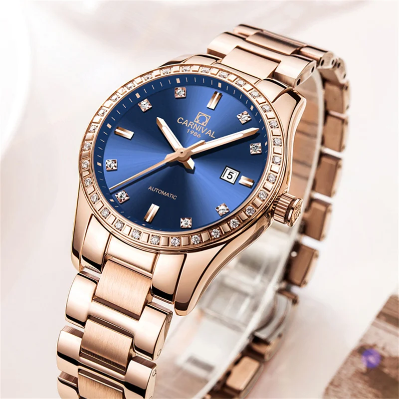 クォーツ式 ローズゴールドダイヤル carnival 腕時計 CARNIVAL New Casual Automatic Mechanical Watches Calendar