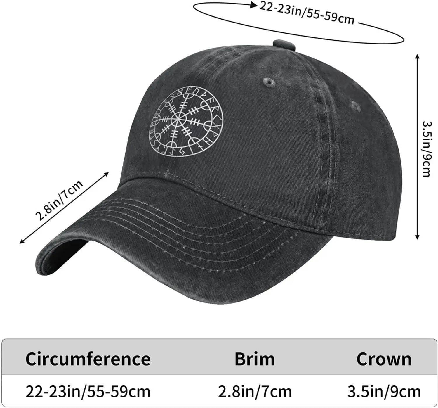 Vikings Helm of Awe Rune Baseball Cap Men's Funny Adjustable Vintage Dad Hats