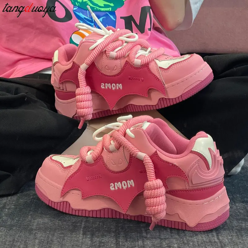 Y2K Korean Fashion Casual Kawaii Pink chunky shoes Platform