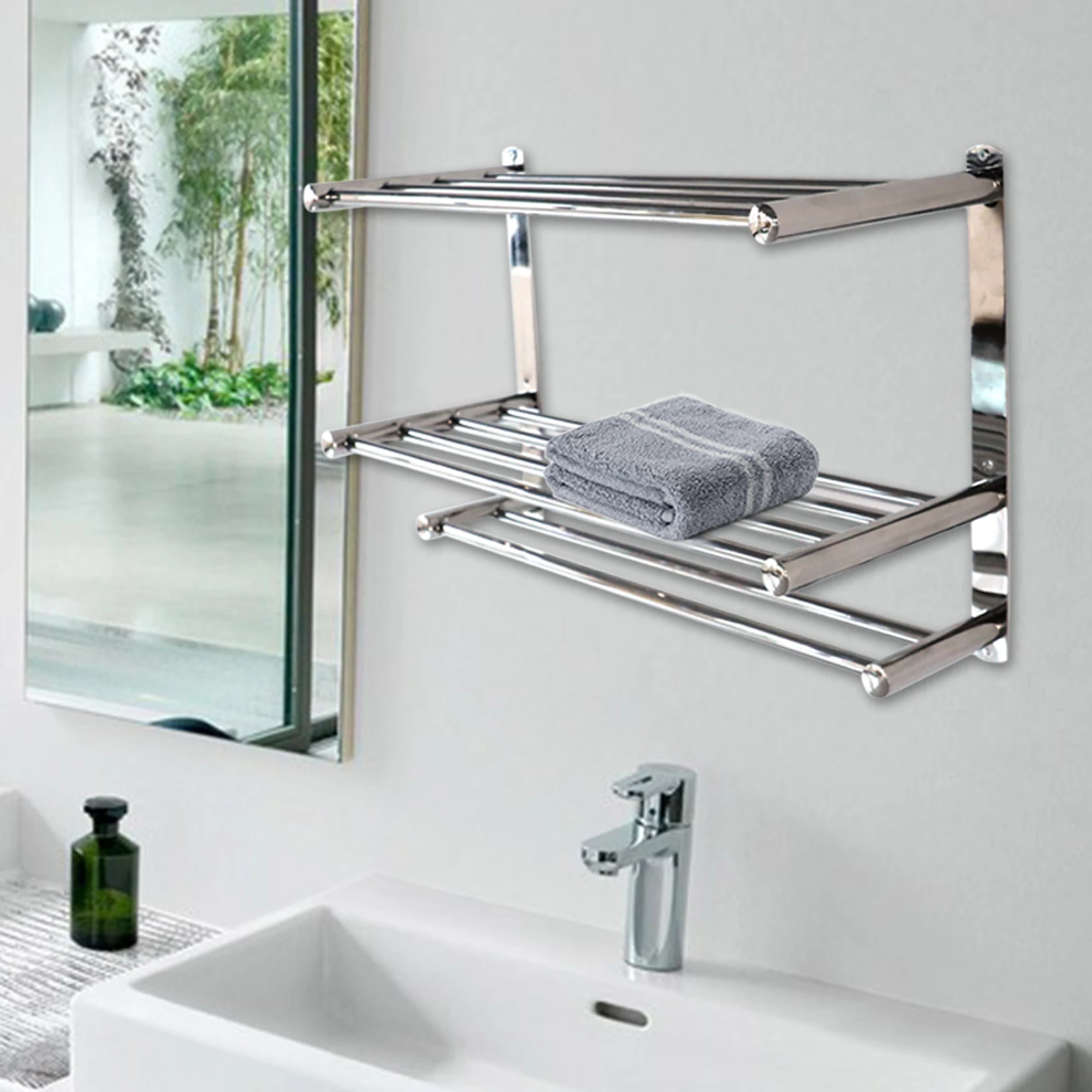 

Tier Bath Towel Bar Multilayer Rack（24-Inch 3 Stainless Steel），Wall-Mounted Bathroom Shelf With Towel Bars